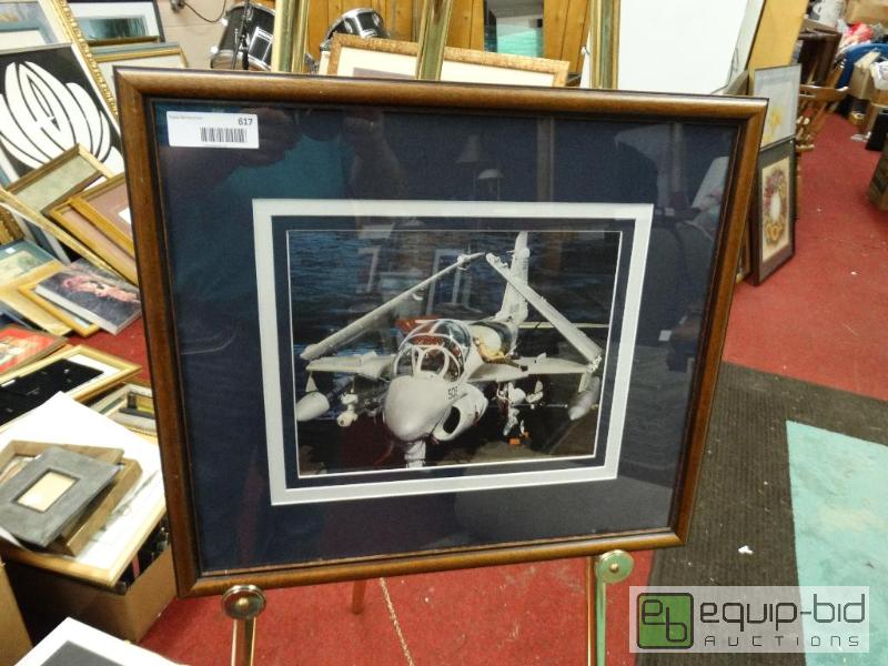 lot 617 image: Framed print of folded wing aircraft.  22 x 1...