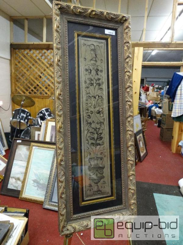 lot 625 image: Large framed decorative wall art.  Beautiful ...