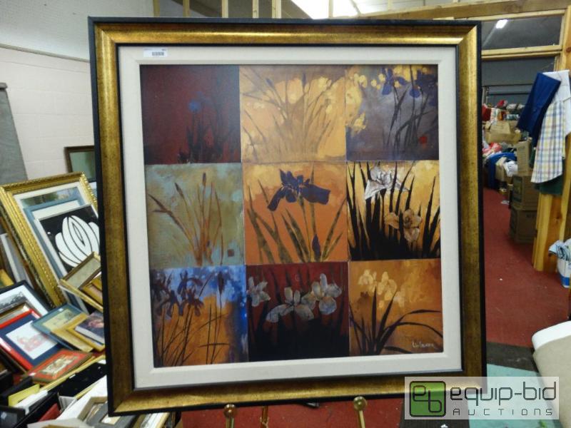 lot 633 image: HUGE framed art decor piece.  45 x 45...