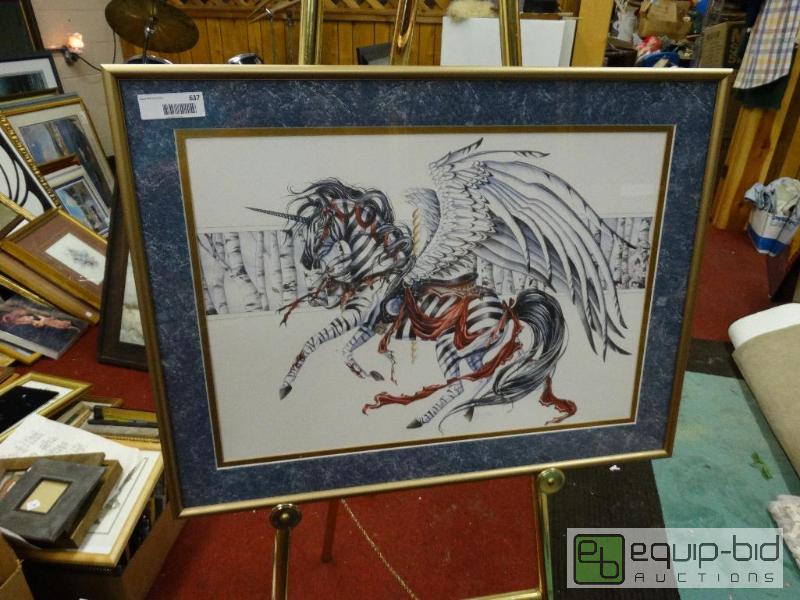 lot 637 image: Framed print by NeNe.  Carousel horse &amp m...