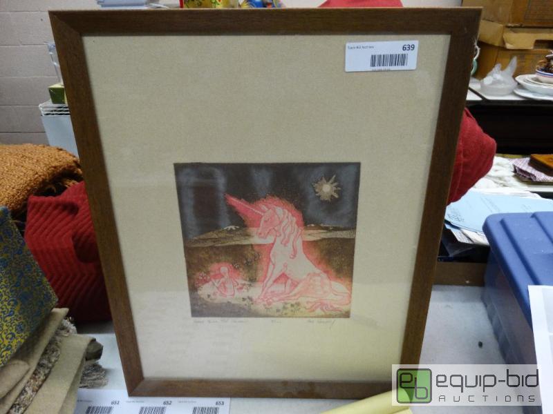 lot 639 image: Framed print by Bob Harvey.  Titled  Here Si...