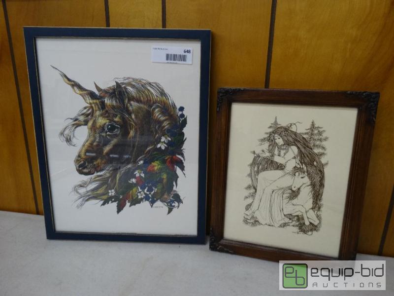 lot 648 image: Frame Print&nbsp  Lot Of 2 Unicorn Prints&nb...