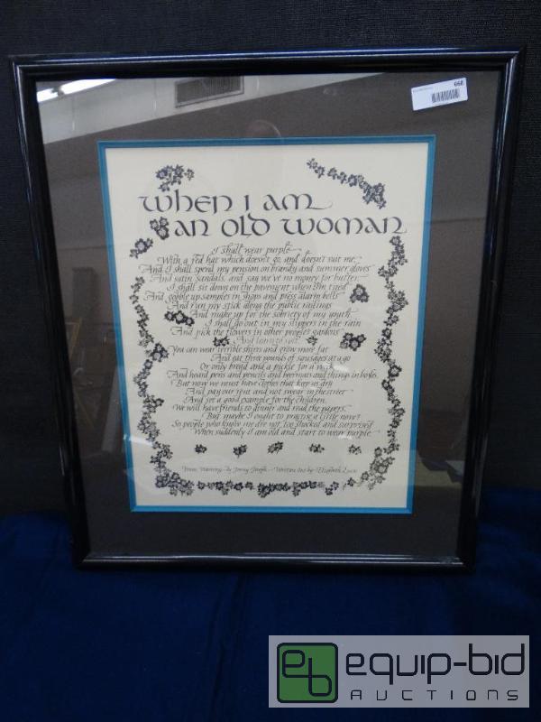 lot 668 image: Frame Print&nbsp   When I Am An Old Woman ...