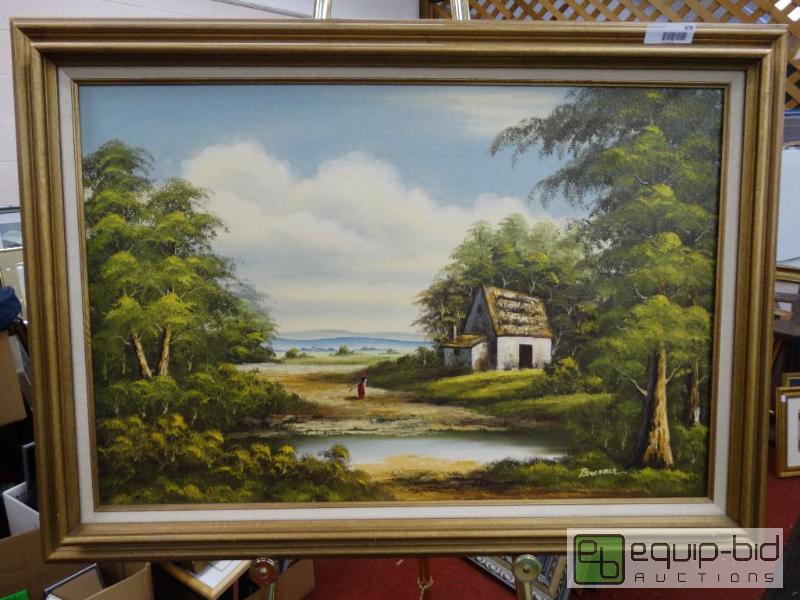 lot 676 image: Frame Print By Brenner  Large Landscape Oil O...