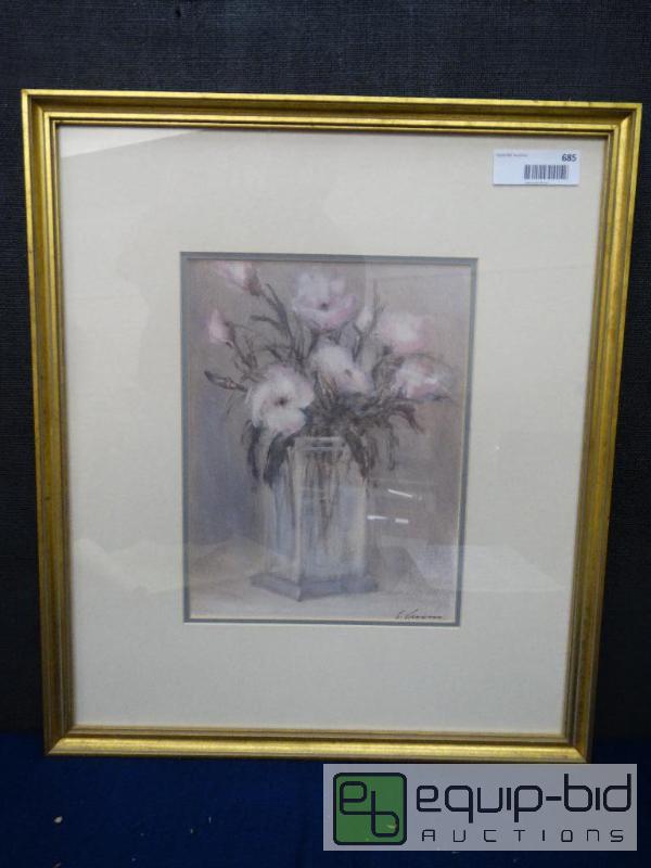 lot 685 image: Frame Print&nbsp  Double Matted Print Of Flo...