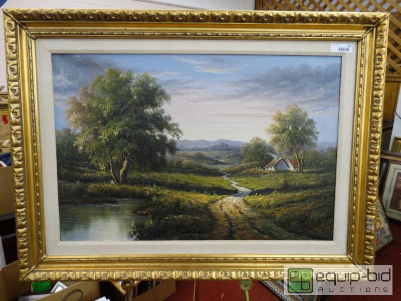 lot 687 image: Frame Print&nbsp  Huge Landscape- Oil On Can...
