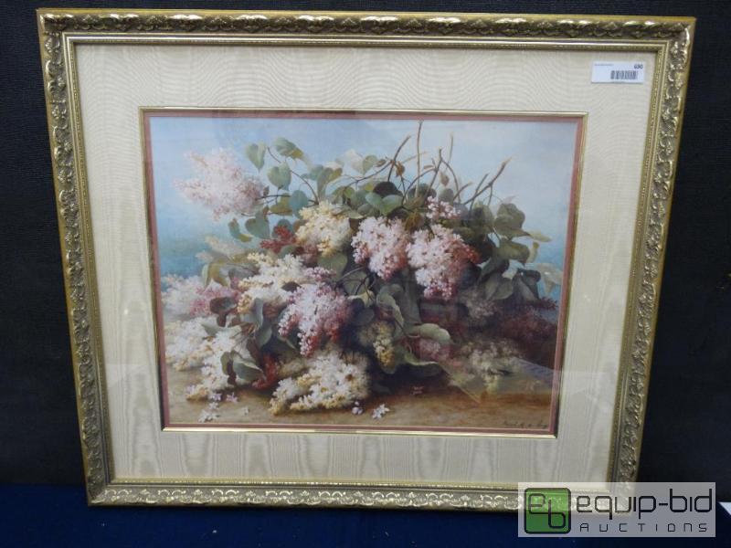 lot 690 image: Frame Print&nbsp  Lilac Print Under Double M...