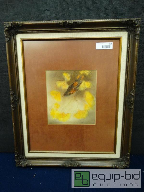 lot 692 image: Frame Print&nbsp  Bird In Cotton Wood Print-...