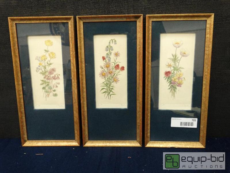 lot 703 image: Frame Print&nbsp  Set Of 3 Floral Series- Wa...