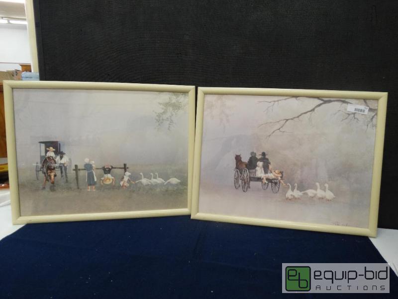 lot 712 image: Frame Print&nbsp  Set Of 2 Water Color Print...