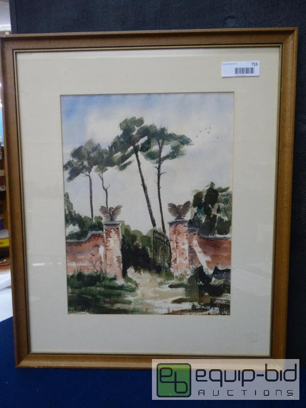 lot 715 image: Frame Print&nbsp   Garden Gate  Water Colo...