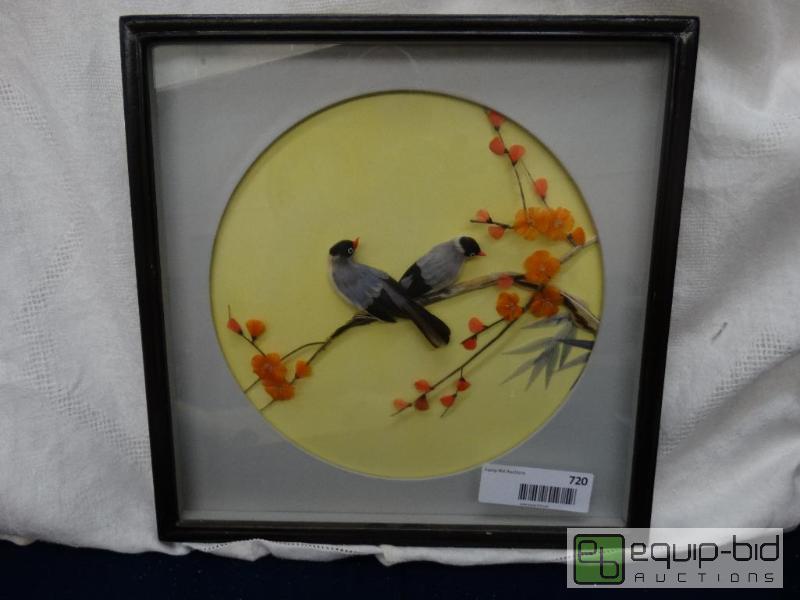 lot 720 image: Frame Print&nbsp  Vintage Feather art Of Bir...