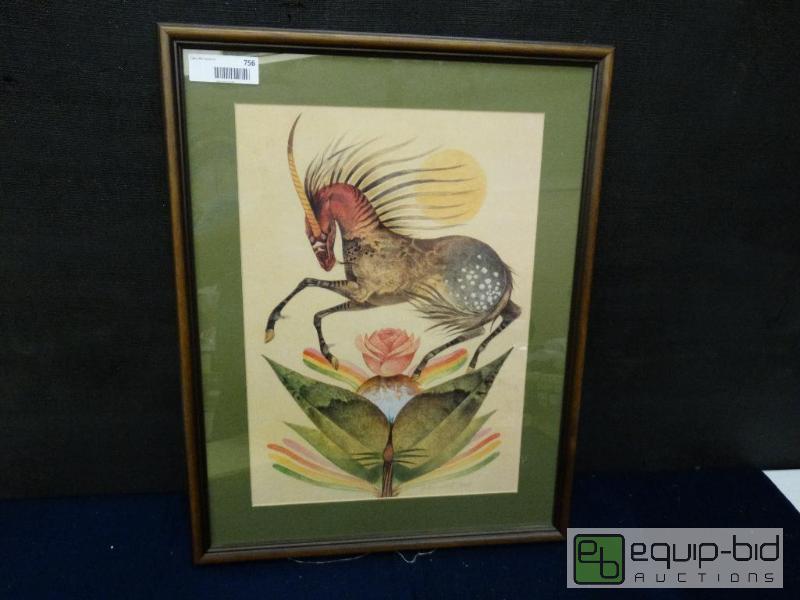 lot 756 image: Frame Print&nbsp  Framed Unicorn Print&nbsp...