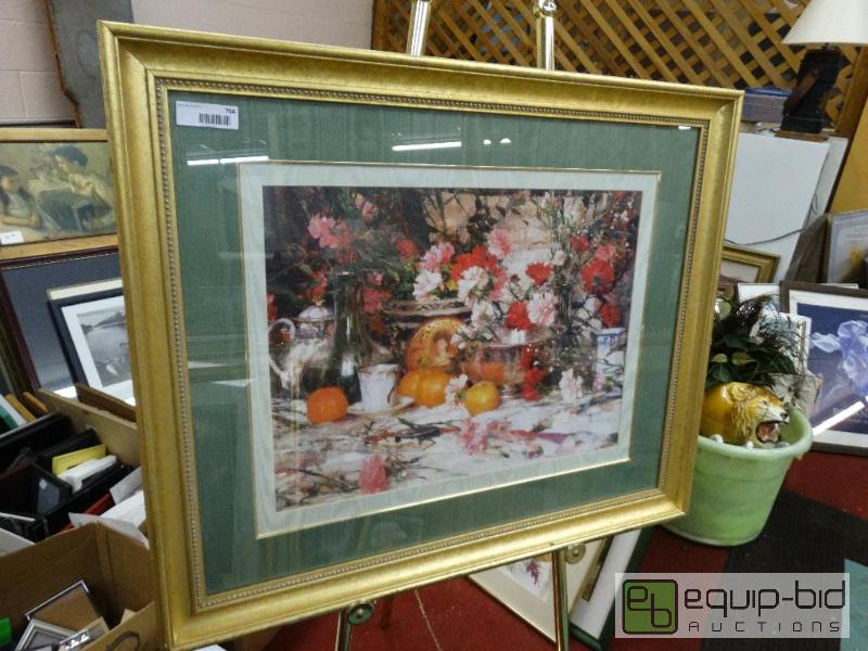 lot 764 image: Frame Print &nbsp  Large Gold framed Floral ...