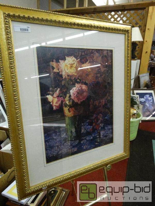 lot 765 image: Frame Print&nbsp  Large Framed floral Print&...