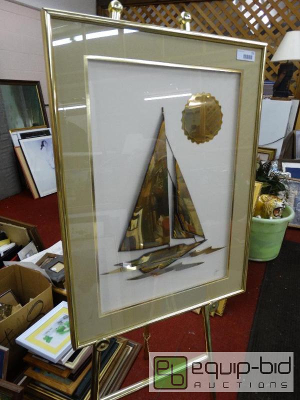 lot 772 image: Frame Art&nbsp  Large Framed Copper Sail Boa...