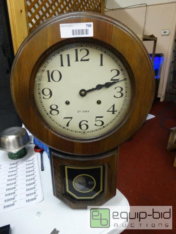 lot 798 image: Clock&nbsp  31 Day Wood Wall Clock&nbsp...