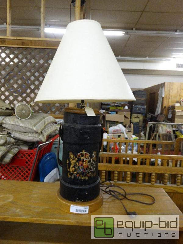 lot 1001 image: Antique Ammo Holder Lamp WShade....