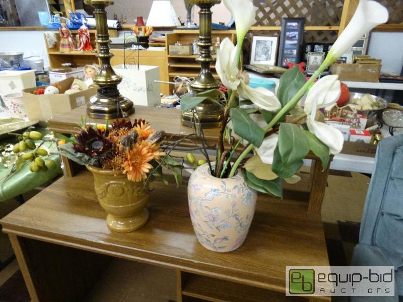 lot 1006 image: 2 Faux Floral Arrangements In Vases....