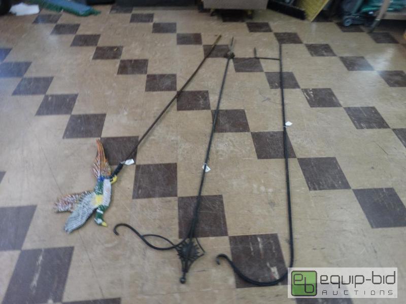 lot 1018 image: 2 Shepard Hook 1 Fesant on Metal Pole....