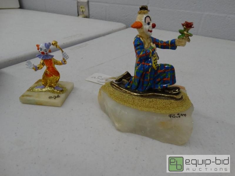 lot 805 image: 2 24k Hand Painted Figurine On Rock Signed.&n...
