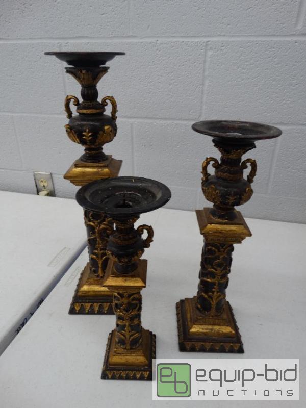 lot 807 image: Lot Of 3 Heavy Candle Holders....