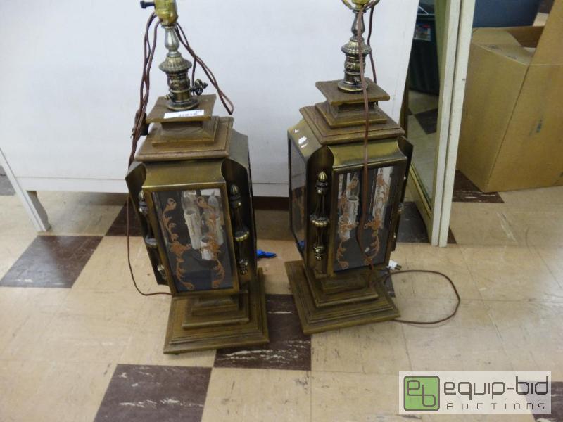 lot 840 image: Pair Of Glass Decorative Lamps....