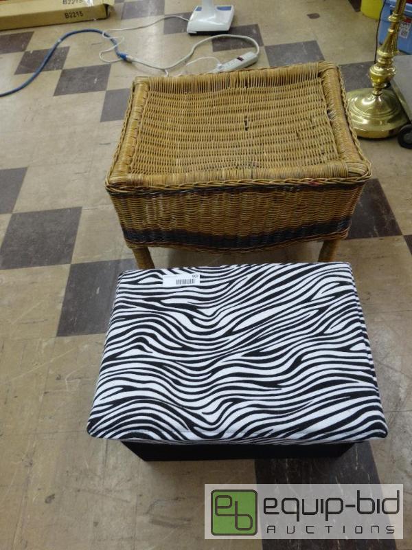 lot 902 image: Cushion Top Lidded Storage Box WZebra Fabric...
