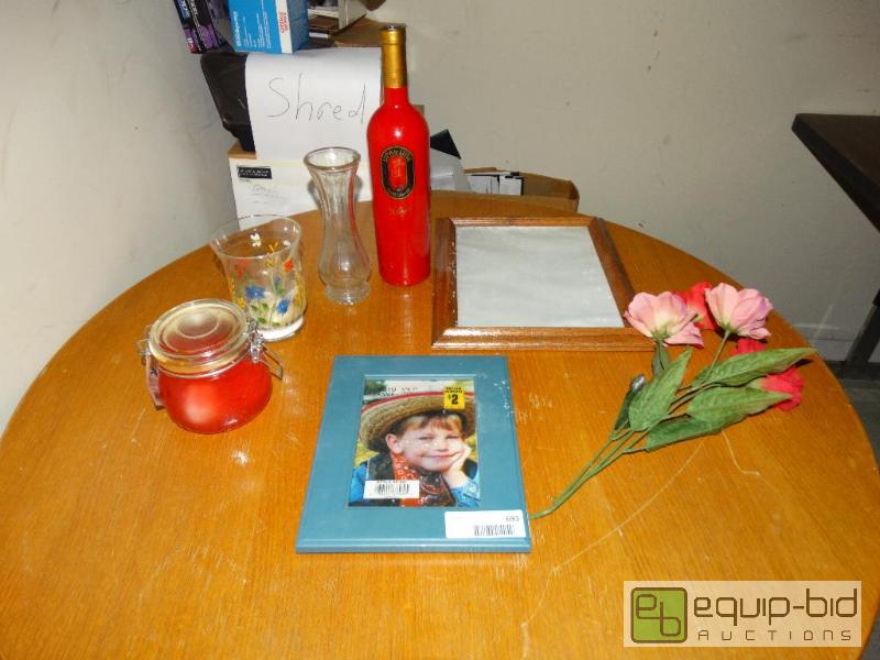 lot 693 image: Lot Of Misc. Vase, Red Pink Faux Flowers, 2 P...