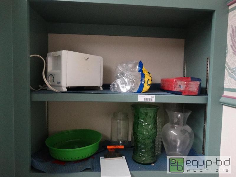 lot 710 image: Everything On Both Shelves. Vases, Toaster, ...
