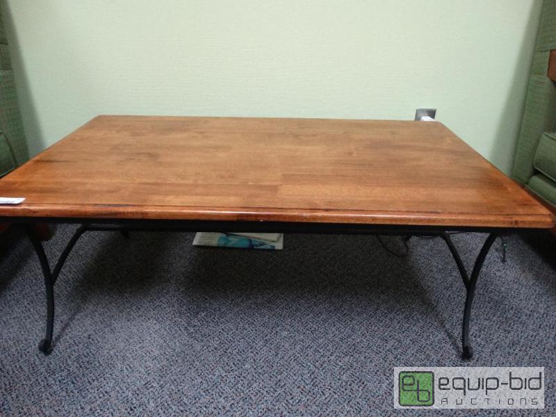 lot 731 image: Wooden Coffee Table With Metal Legs.&nbsp  2...