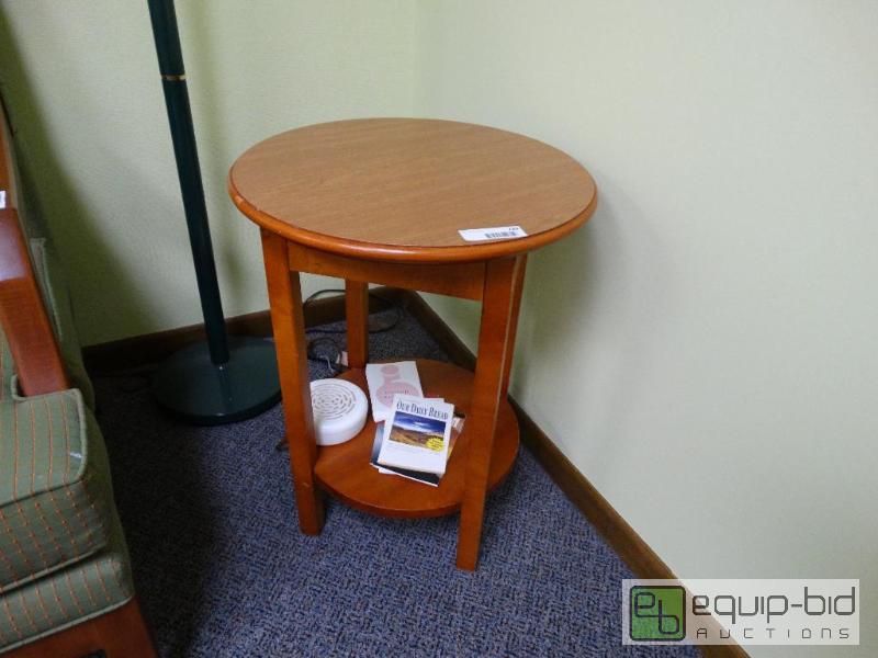 lot 739 image: Small Round Table With Shelf....