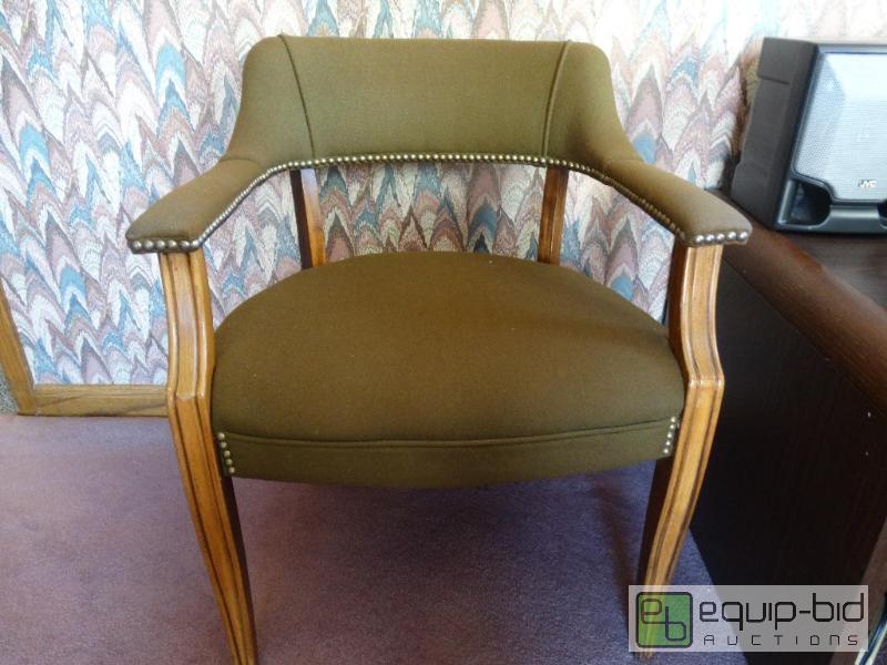 lot 792 image: Brown Office Chair With Wooden Legs....