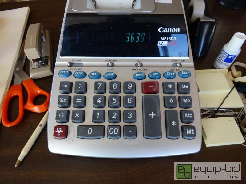 lot 801 image: Adding Machine, hole Puncher, Scissors, Folde...