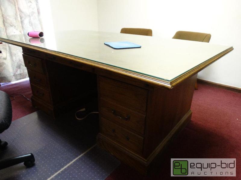 lot 816 image: Desk With Glass Top....