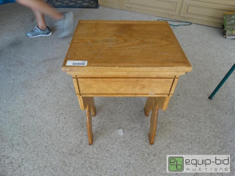 lot 2237 image: Custom made pine lamp table....