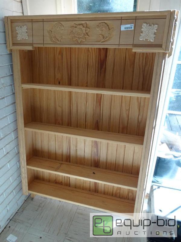 lot 2245 image: Custom built wood wall hutch.  41 wide x 60...