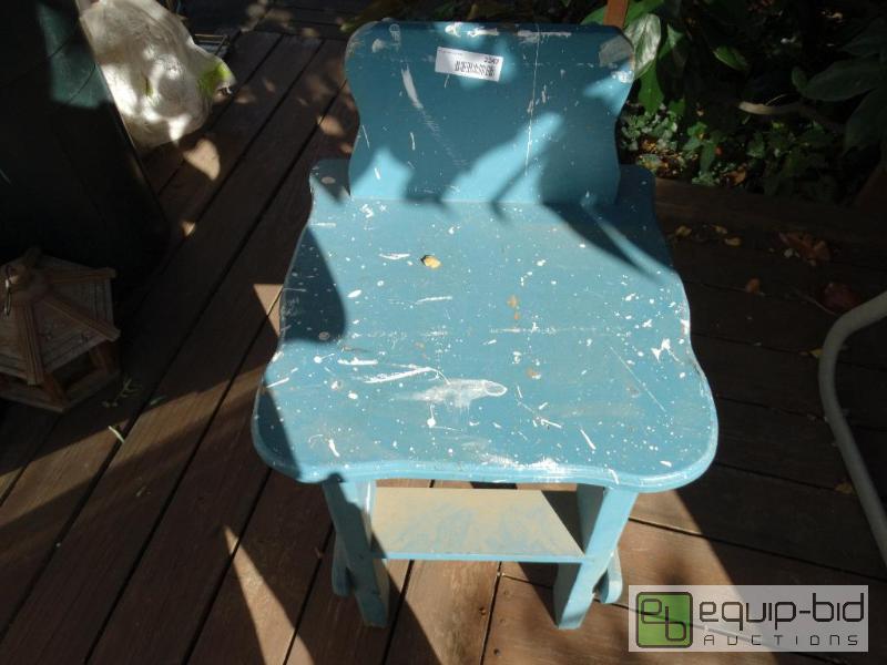 lot 2247 image: Blue wood step stoolchair....