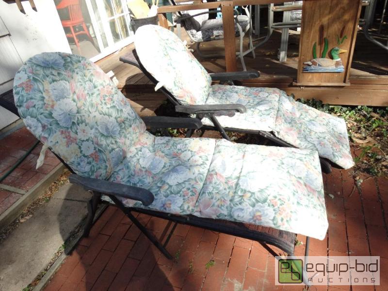 lot 2249 image: 2 patio lounge chairs with cushions....