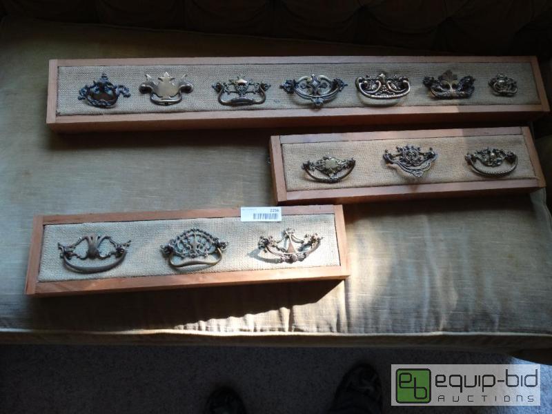 lot 2256 image: Lot of 3 antique drawer pull wall hangings....