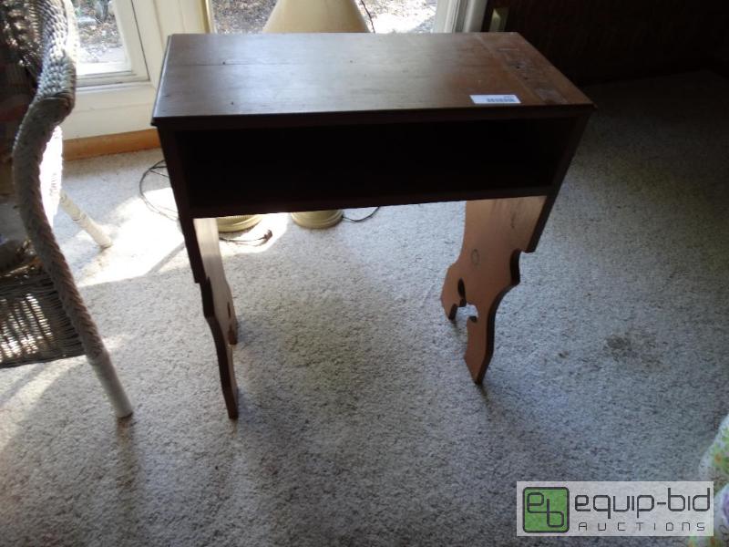 lot 2257 image: Handmade wood console table with storage....