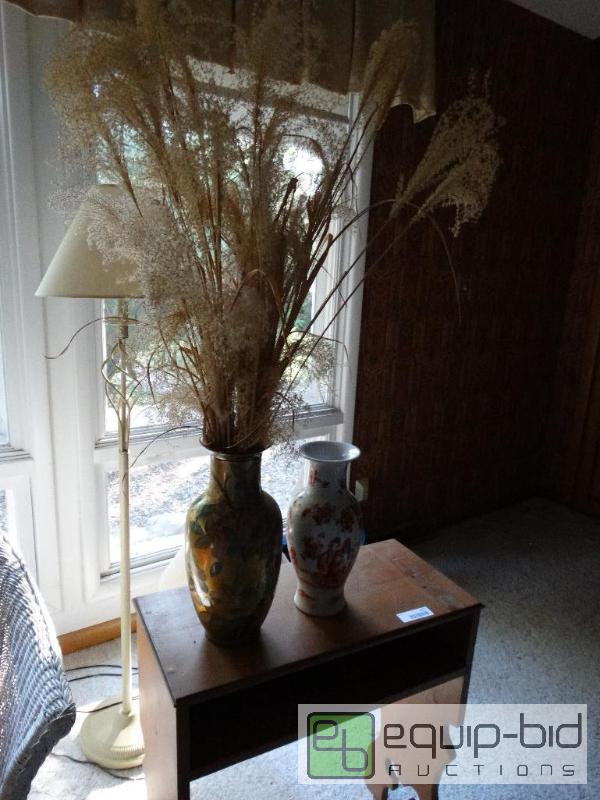 lot 2258 image: 2 oriental vases. 1 with grasses....