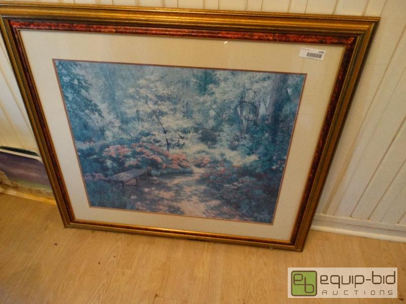lot 2265 image: Large framed garden print.  Signed Hails. &nb...