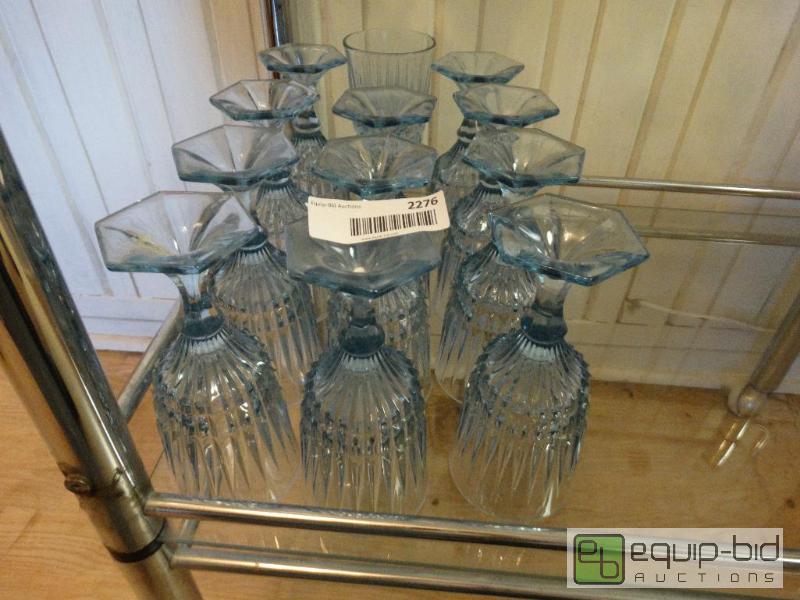 lot 2276 image: Set of 12 ice blue crystal goblets....