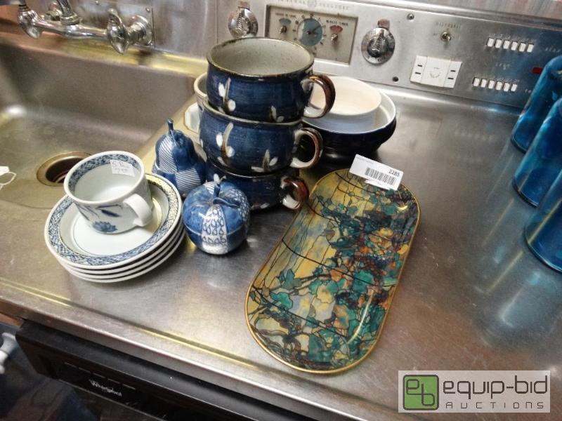 lot 2285 image: Bluewhite ceramic dishes &amp glass  grape...