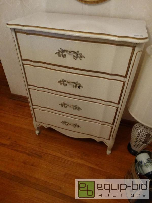 lot 2294 image: 4 drawer white French Provincial chest of dra...