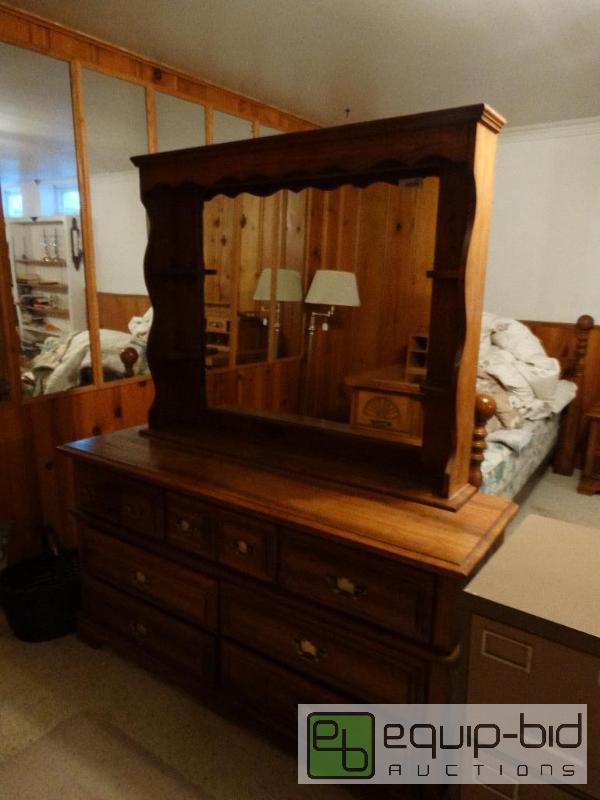 lot 2301 image: 7 drawer dresser with hutch mirror....