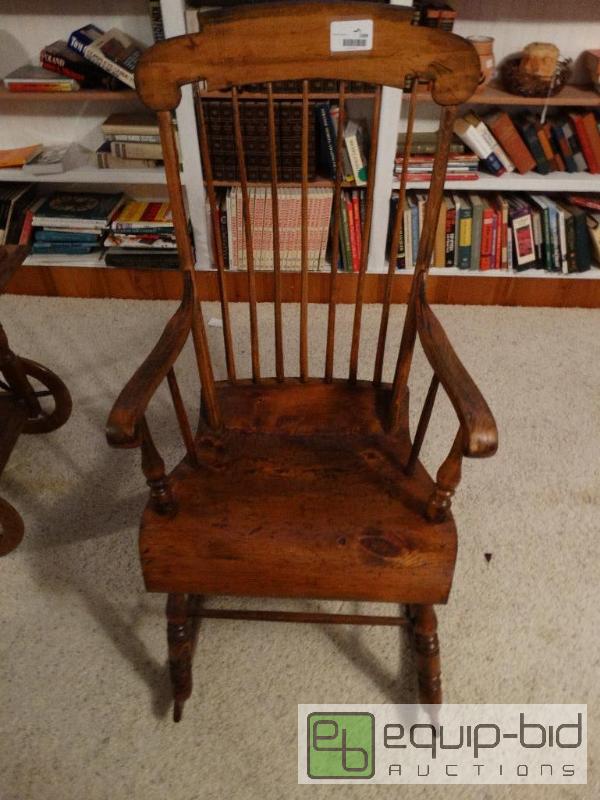 lot 2309 image: Rustic wood rocker.  Very neat rocking chair....