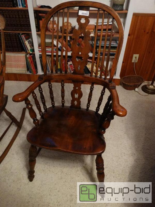 lot 2310 image: Spindle back wood arm chair....