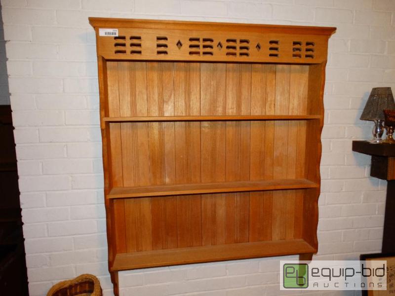 lot 2316 image: Wood plate rackwall shelf....